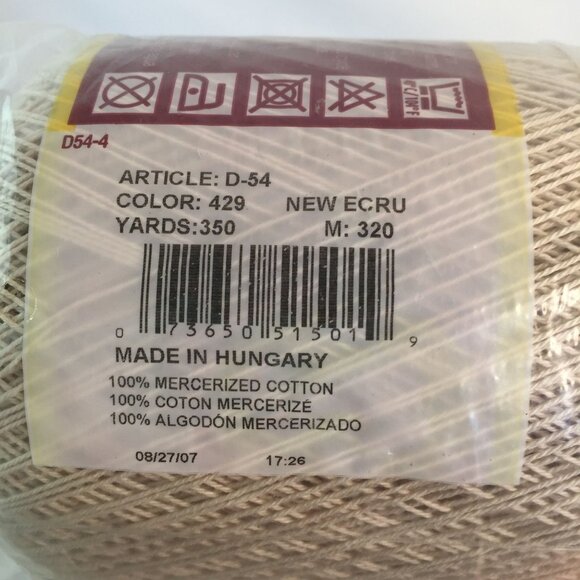 South Maid 100% Mercerized Cotton Crochet Thread Size 10 Ecru 350 Yards Lot of 3 - Picture 3 of 5